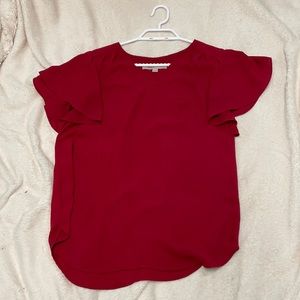 Red puffy sleeve blouse